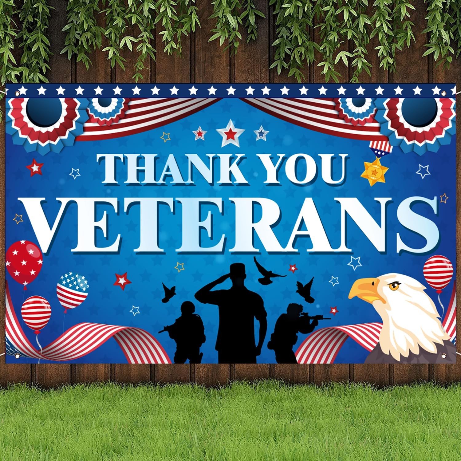 Thank You Veterans Backdrop Veterans Day Party Decorations 71×43 Inch