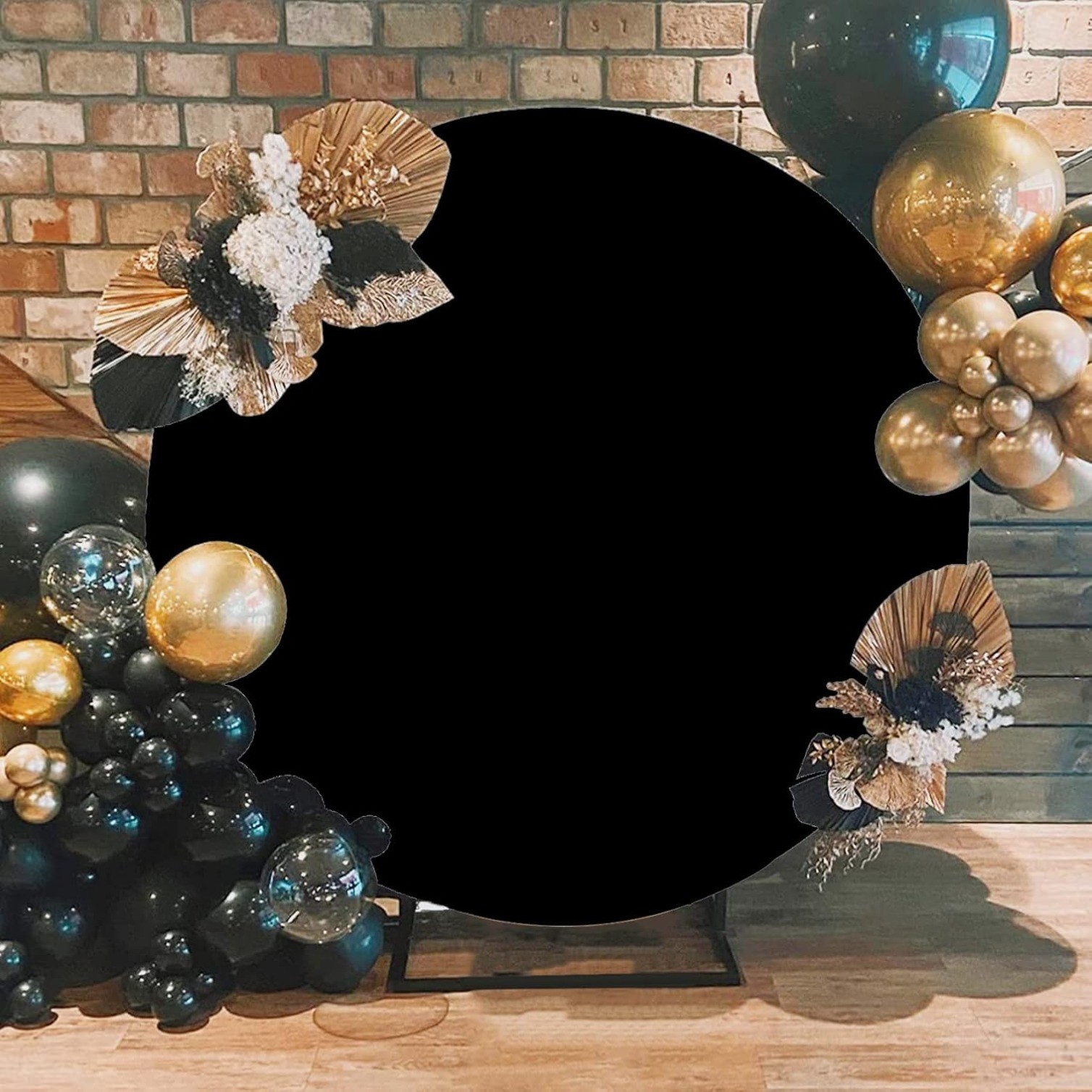 7.5×7.5ft Black Round Backdrop Cover Polyester Circular Solid Color Black Cloth