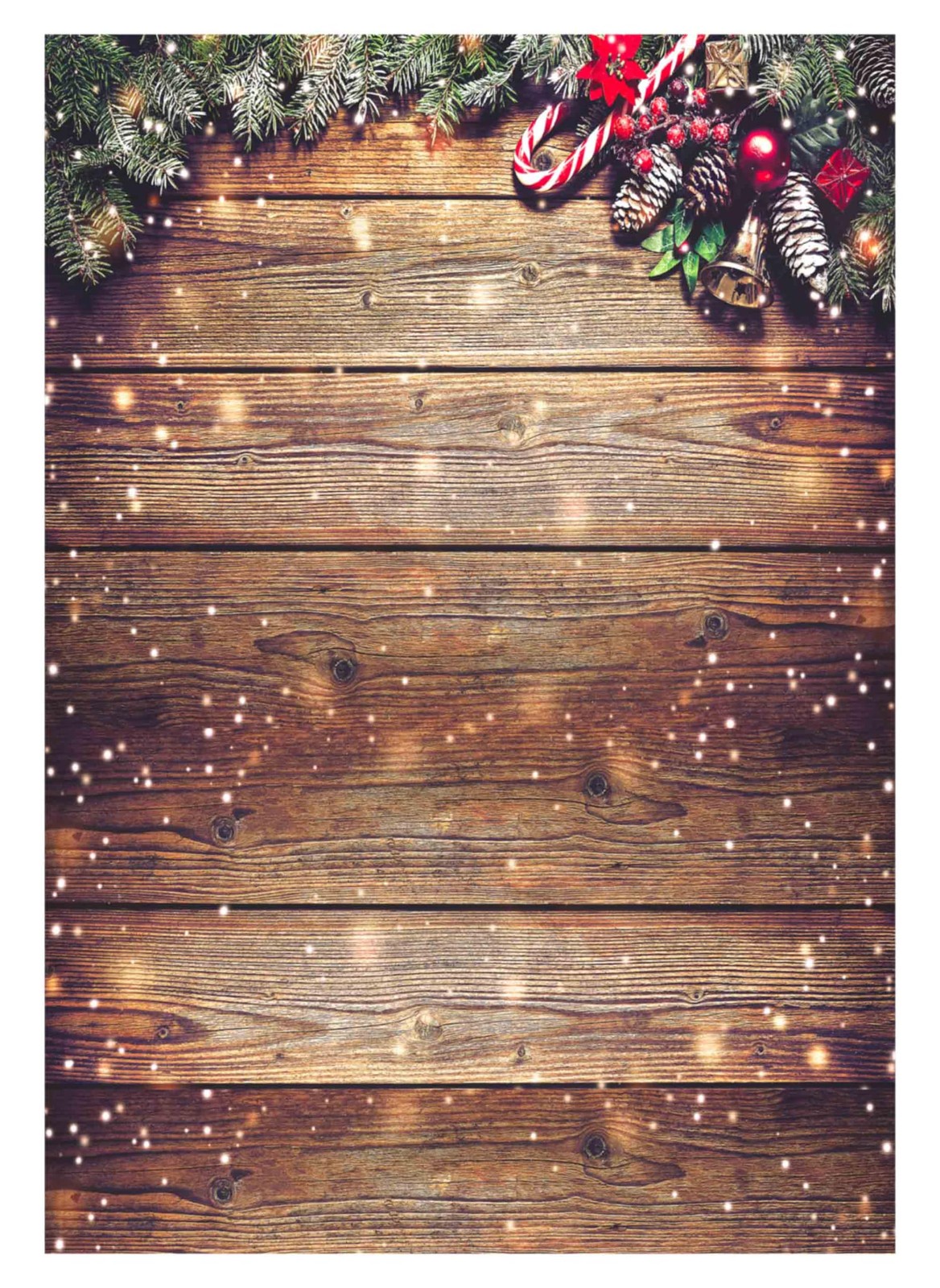 Allenjoy 5X7FT Snowflake Gold Glitter Christmas Wood Wall 5‘x7′, Brown