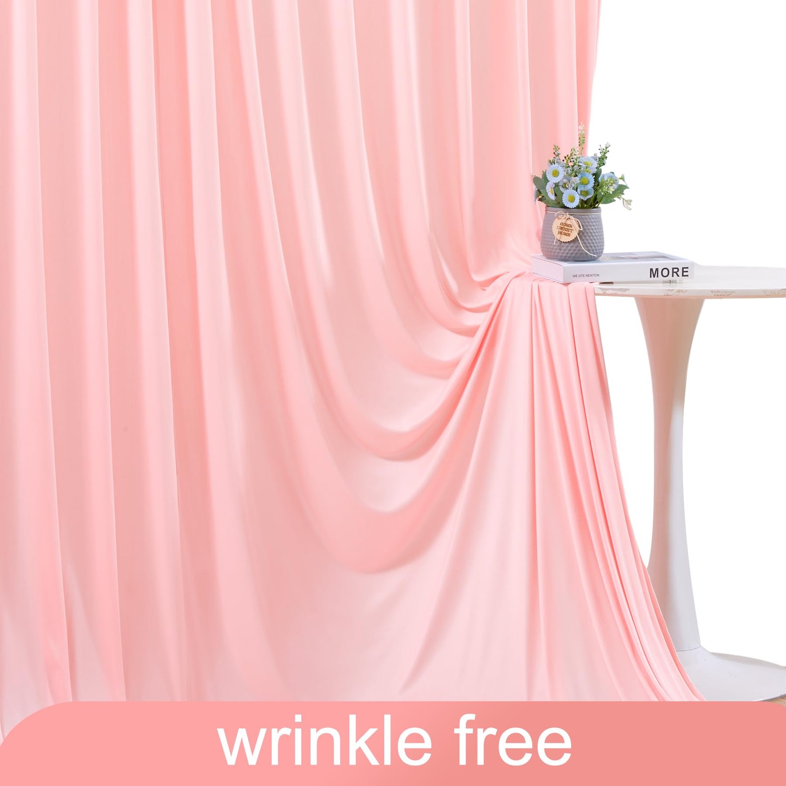 2 PCS 5x10ft Blush Pink Wrinkle Free Fabric Backdrop Curtain Drapes Decor