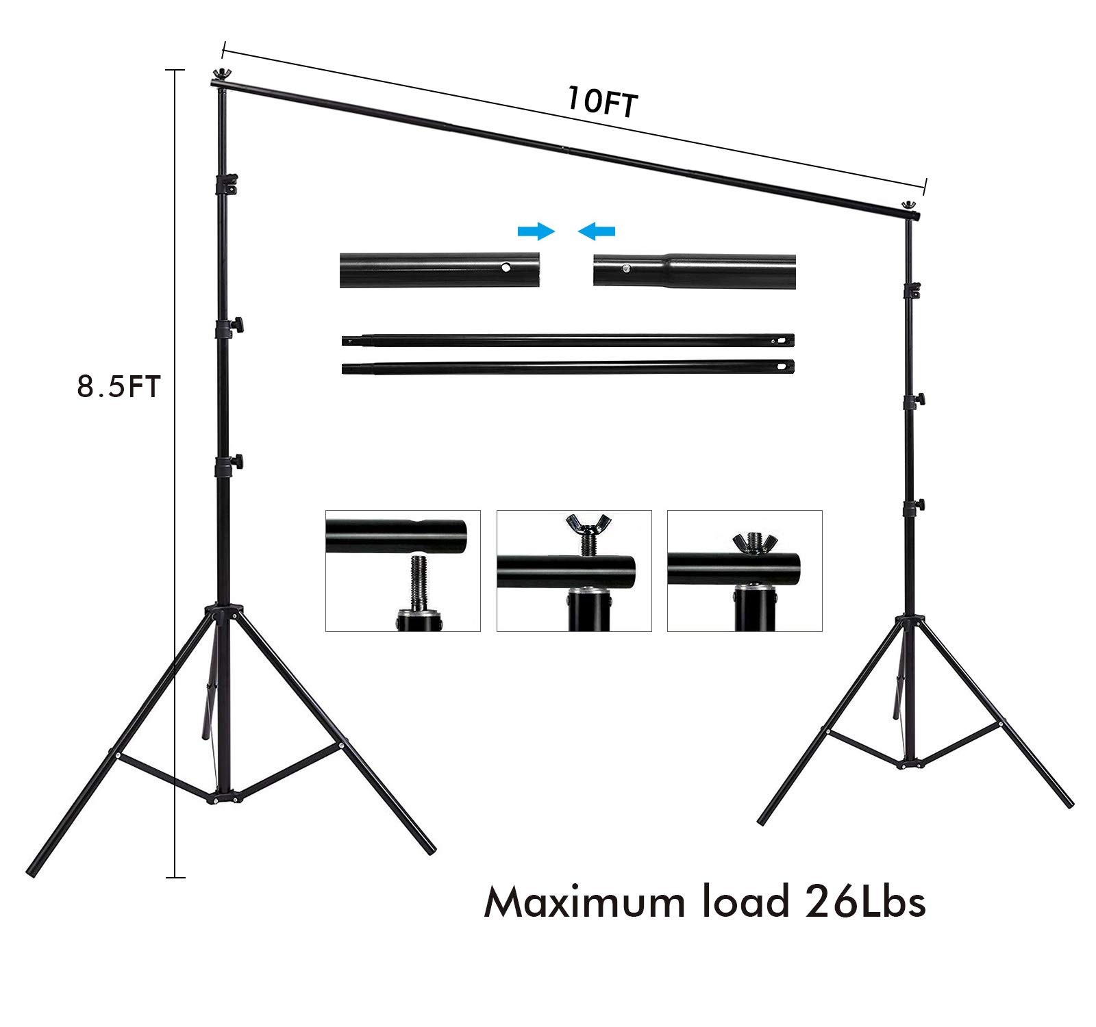 Photo Video Studio 12 x10ft 100% Muslin White Backdrop with 10 x 8.5ft Stand …