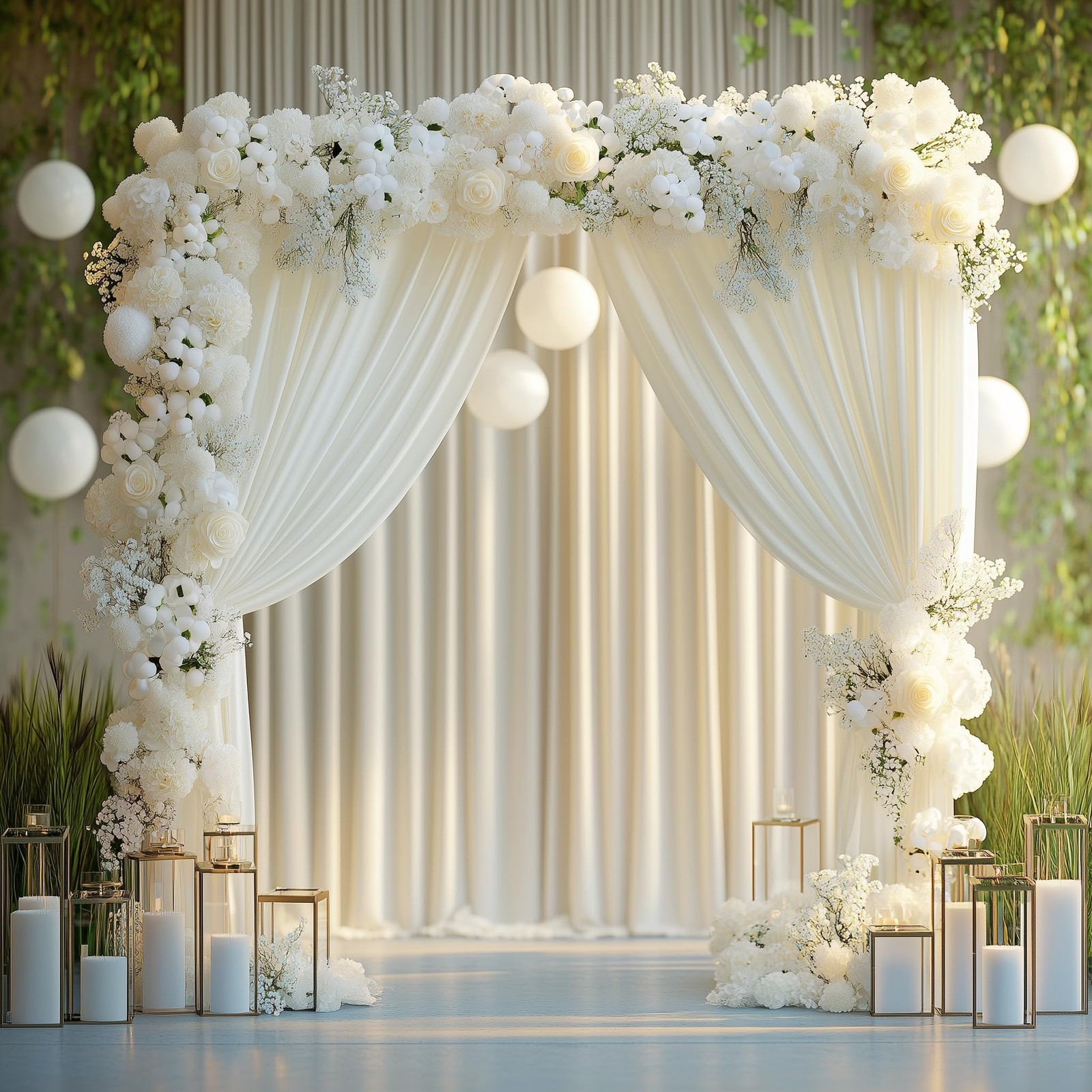 Ivory Backdrop Curtain for Wedding Parties 10x8FT Wedding Curtains Backdrop D…