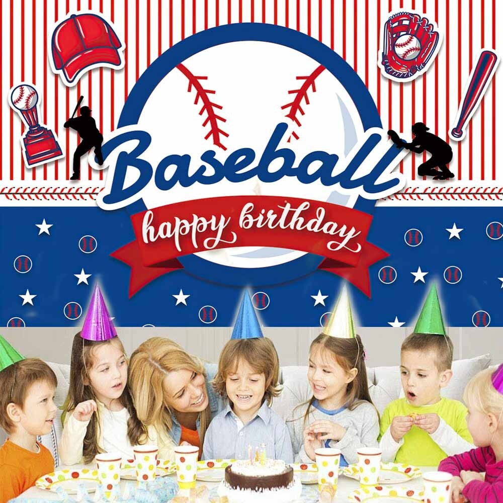 Baseball Happy Birthday Backdrop Banner Vinyl Party Decorations 5x3Ft