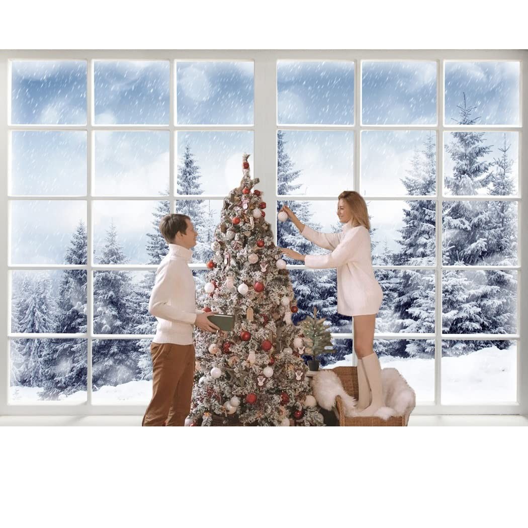 10×6.5ft Winter Forest Window Backdrop, Christmas Photography Props, Wonderland