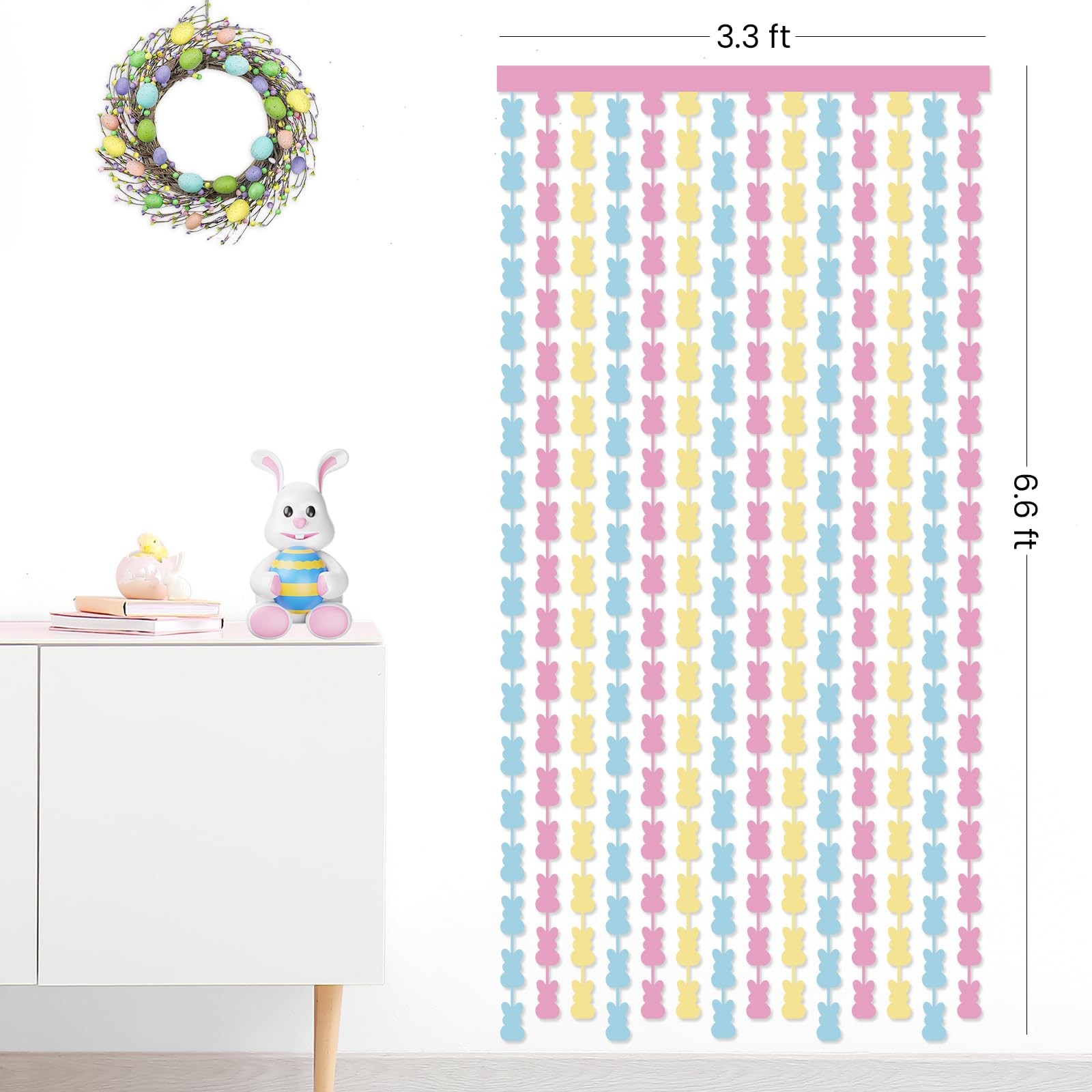 Easter Decorations Foil Fringe Curtains: 2 Pack 3.3 X 6.6 pink, yellow, blue