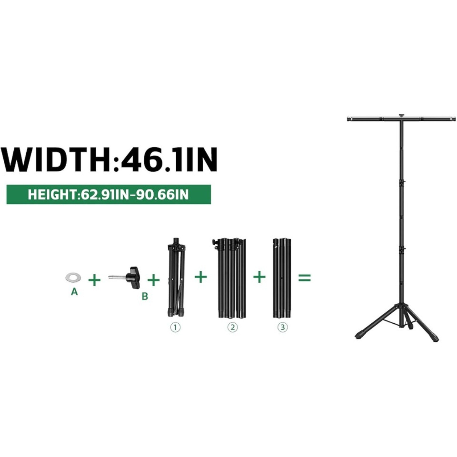 3-in-1 Telescopic Backdrop Background Support Stand Adjustable With Carrying Bag