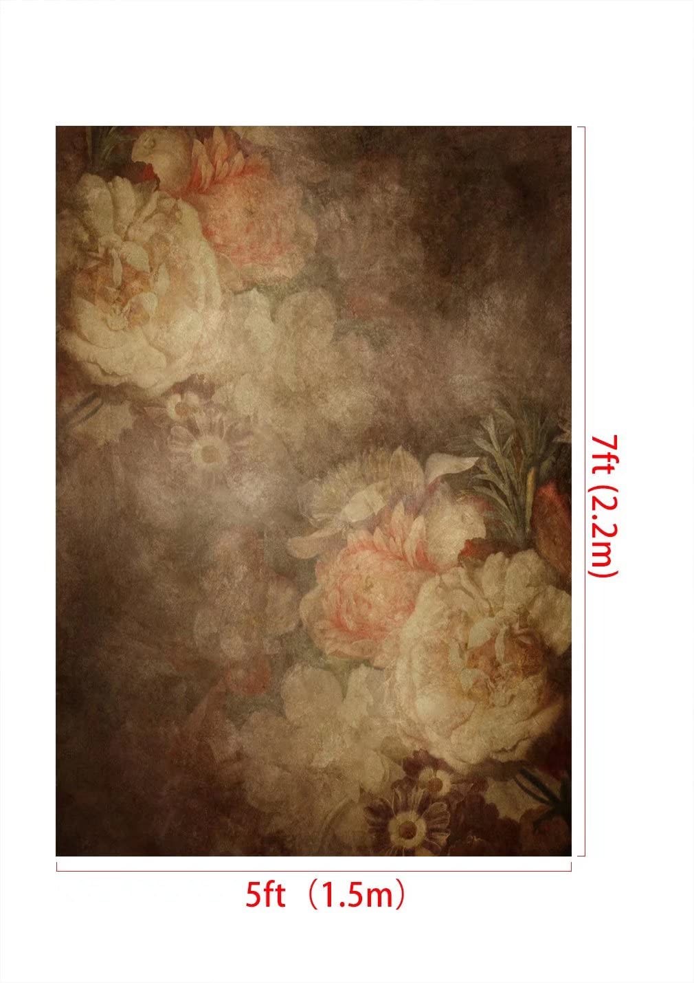 Fine Art Floral Backdrop Painted Flowers Texture Portrait Background 5×7 FT