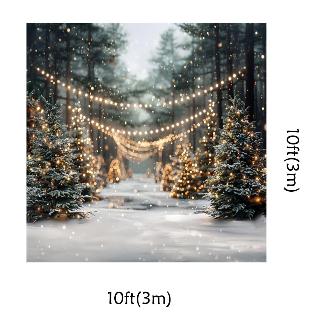 Kate 10x10ft Snowy Forest Christmas Tree Market Decoration 10x10ft, white