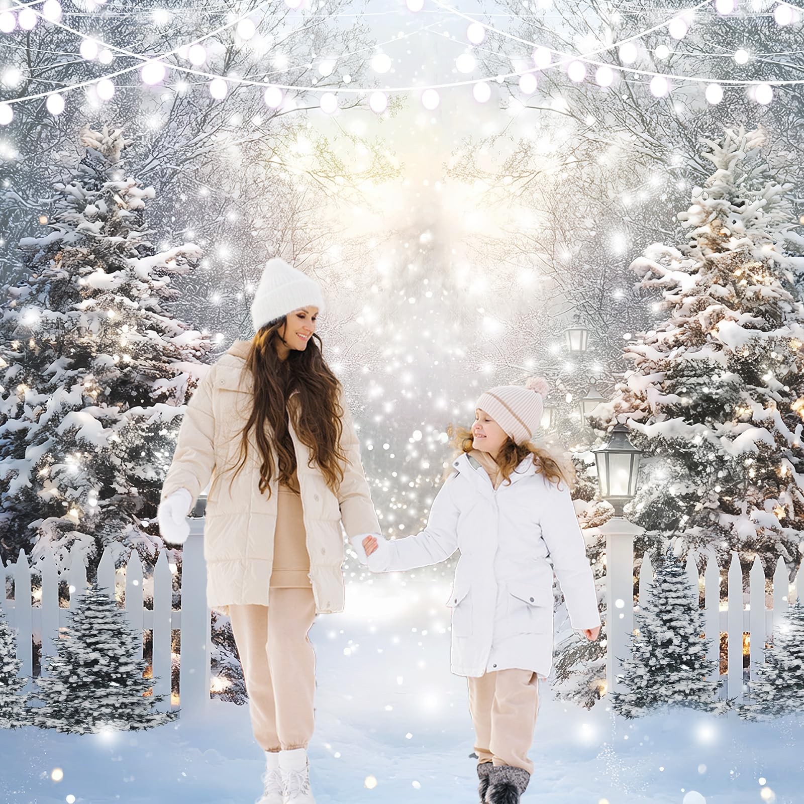 10x8FT Winter Forest Scene Photography Backdrop Snowy Forest Landscape Backgr…