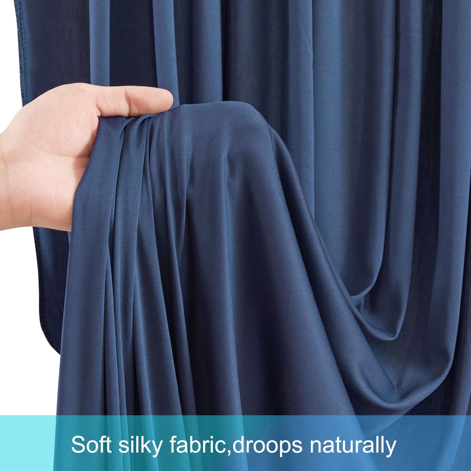 2 Panels 5ft x 12ft Navy Blue Backdrop Curtains, 10x12FT Total, Wrinkle Free