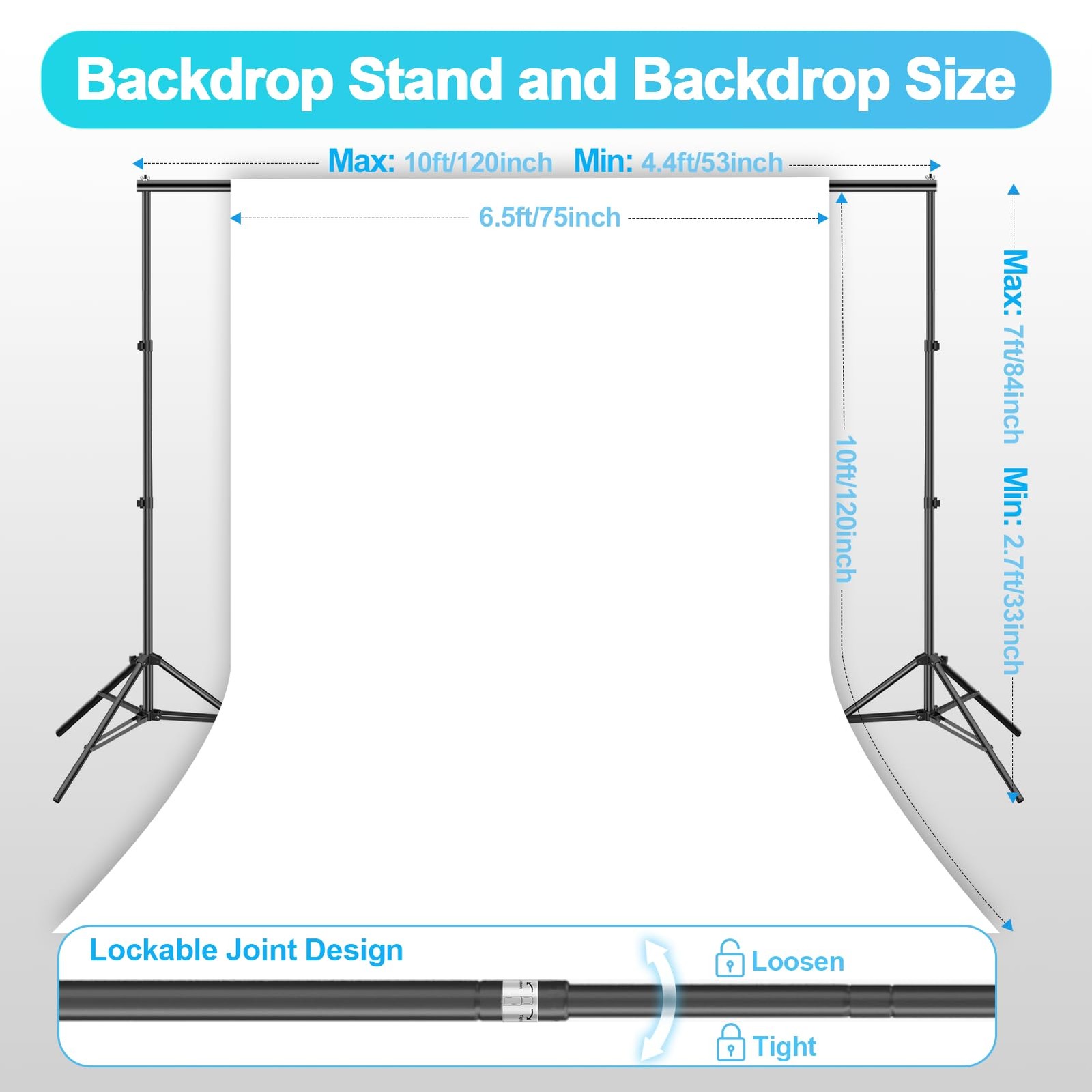 7 x 10 ft Backdrop Support System, Professional Photography Lighting Kit, 6.5…