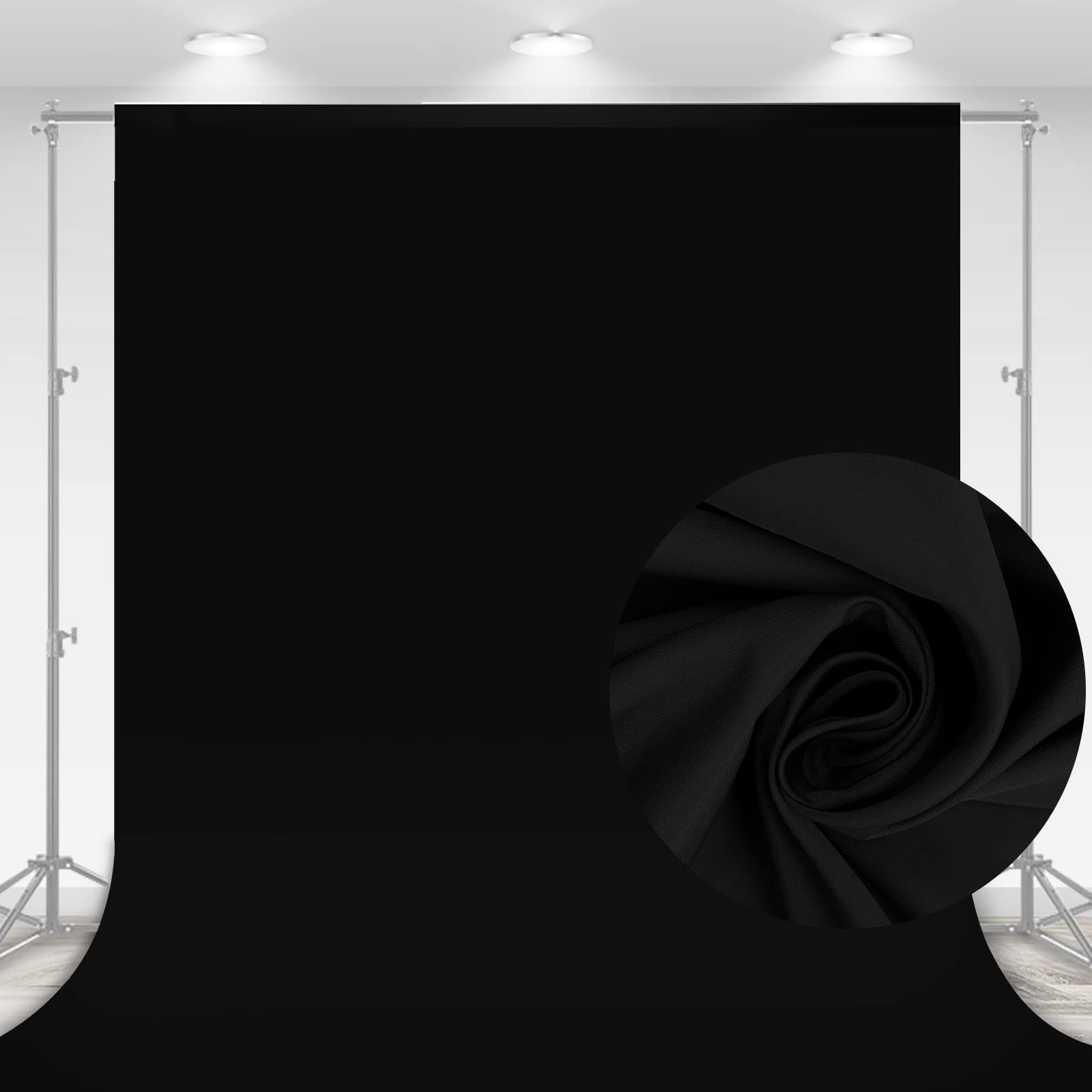 Aimosen 10 x 7 FT Black Backdrop Background for Photography, High Density Pol…