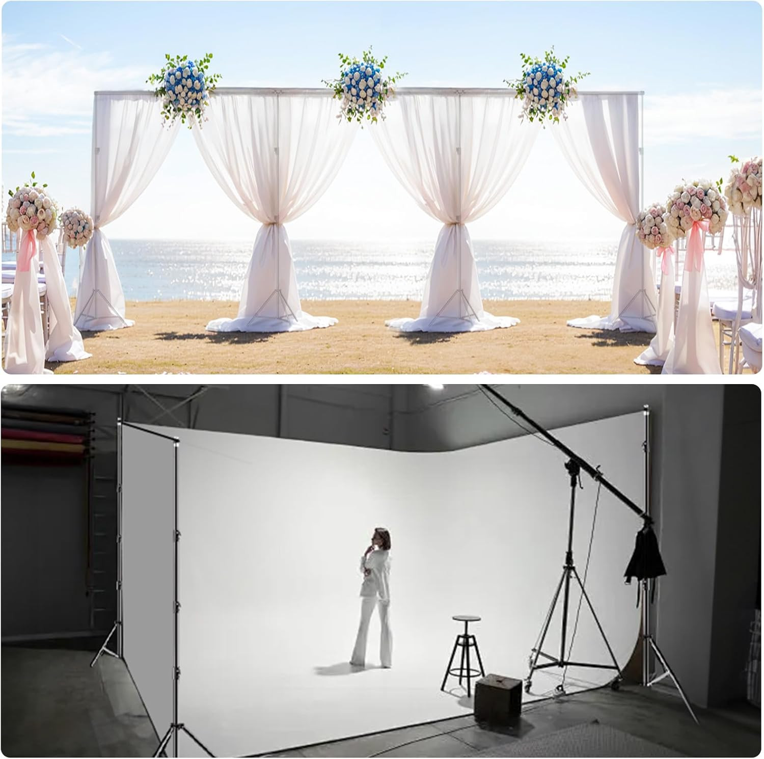 10X30Ft Photo Backdrop Stand, Angle Adjustable Triple Crossbar Extender Mount, P