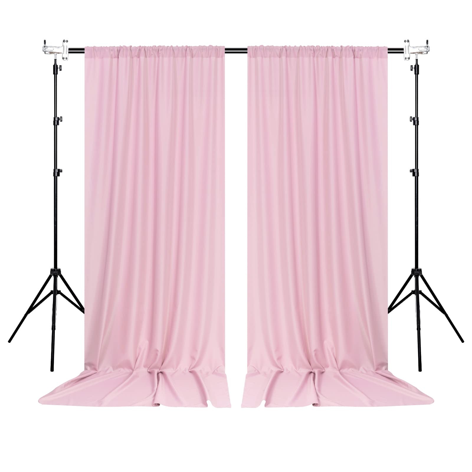 Pink Backdrop Curtain For Parties Rod Pocket Photography Drapes 5×10 FT 2PK