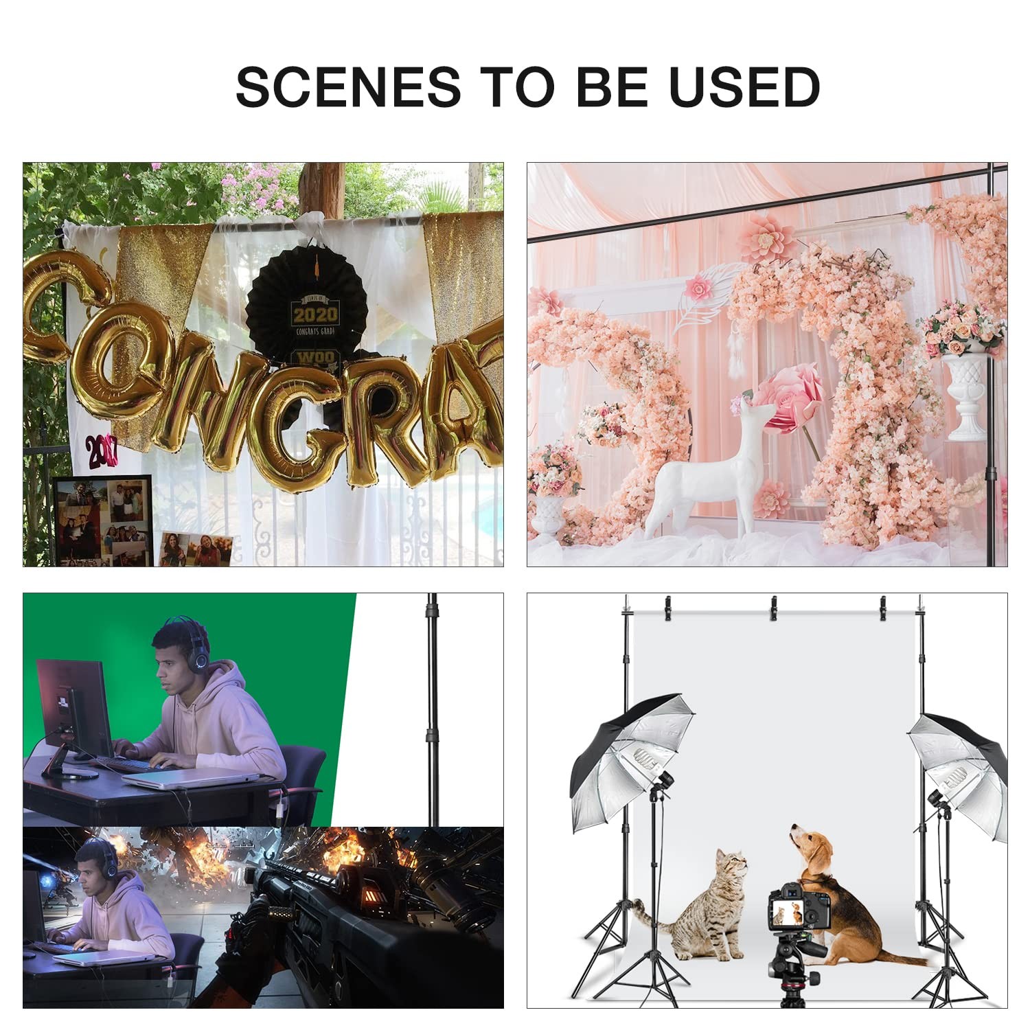 8.5X10ft Background Stand Backdrop Support System Kit Photo Video Studio Adju…