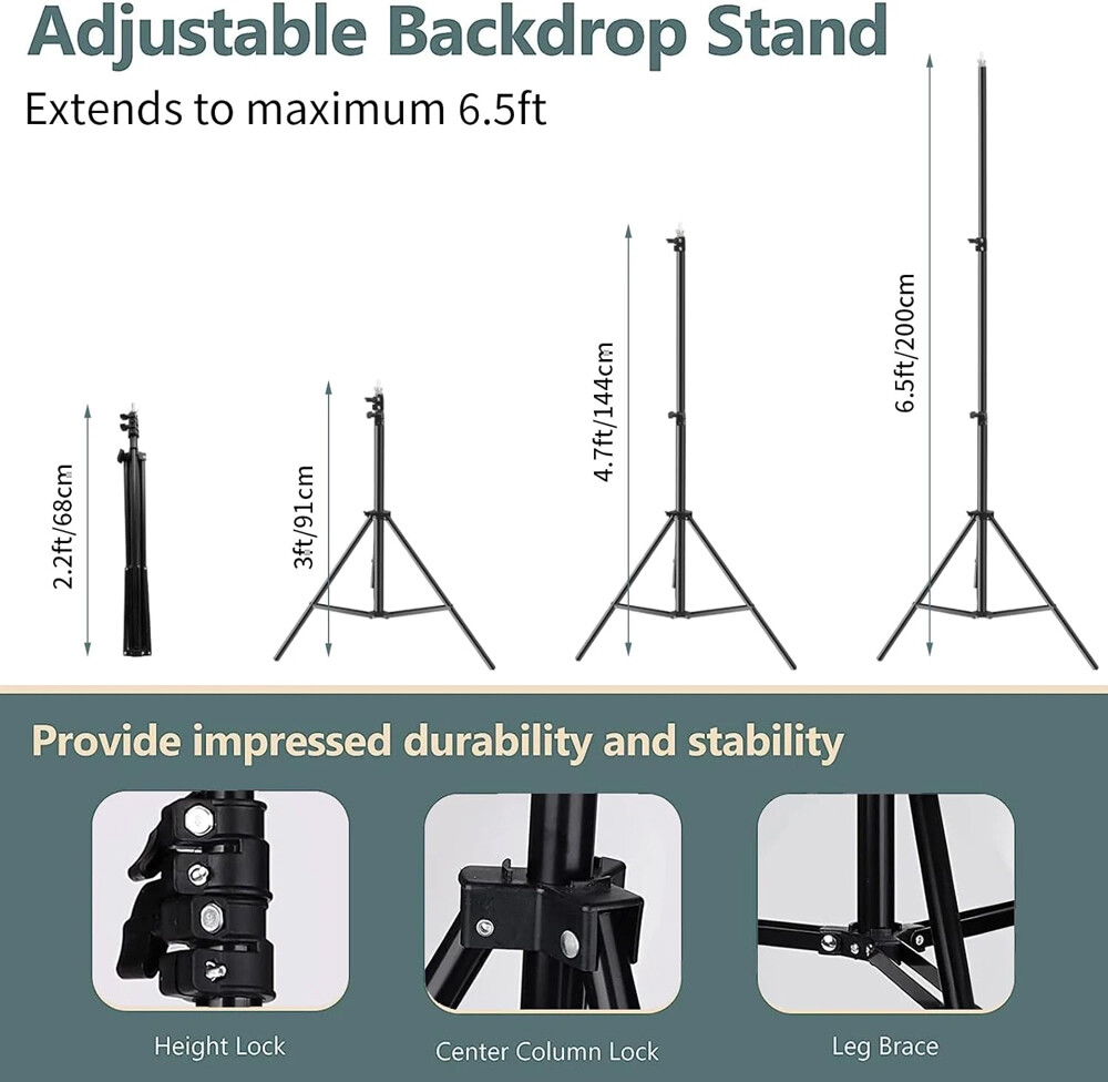 Backdrop Stand Background Stand Kit 6.5 x 6.5 ft for Party & Photo Studio + Case