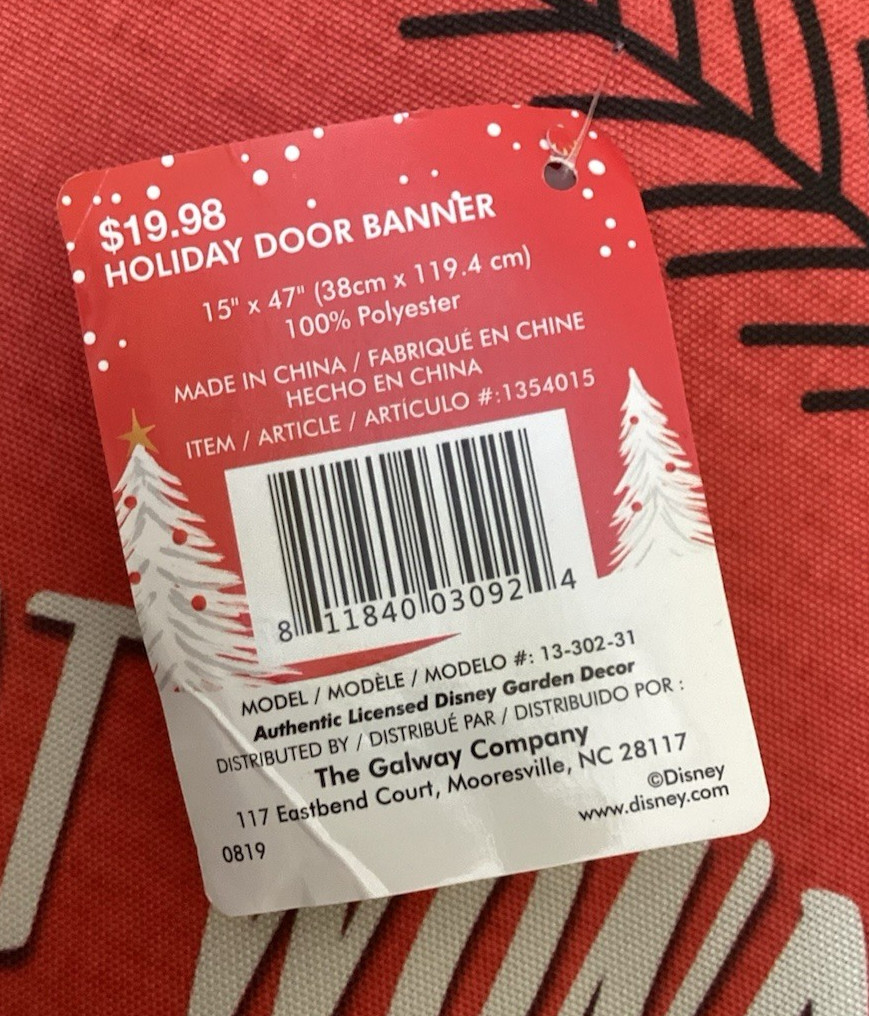 Disney Mickey & Minnie Mouse Sledding Outdoor Banner 15” x 47” Hang Banner Decor