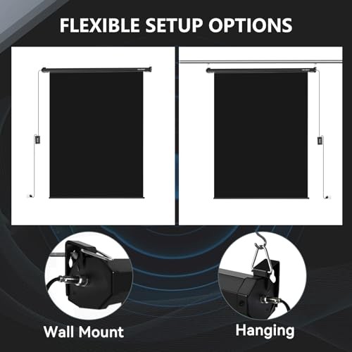 Motorized Pull Down Screen Backdrop – 59.8″ x Standard(59.8 x 86.6in) Black