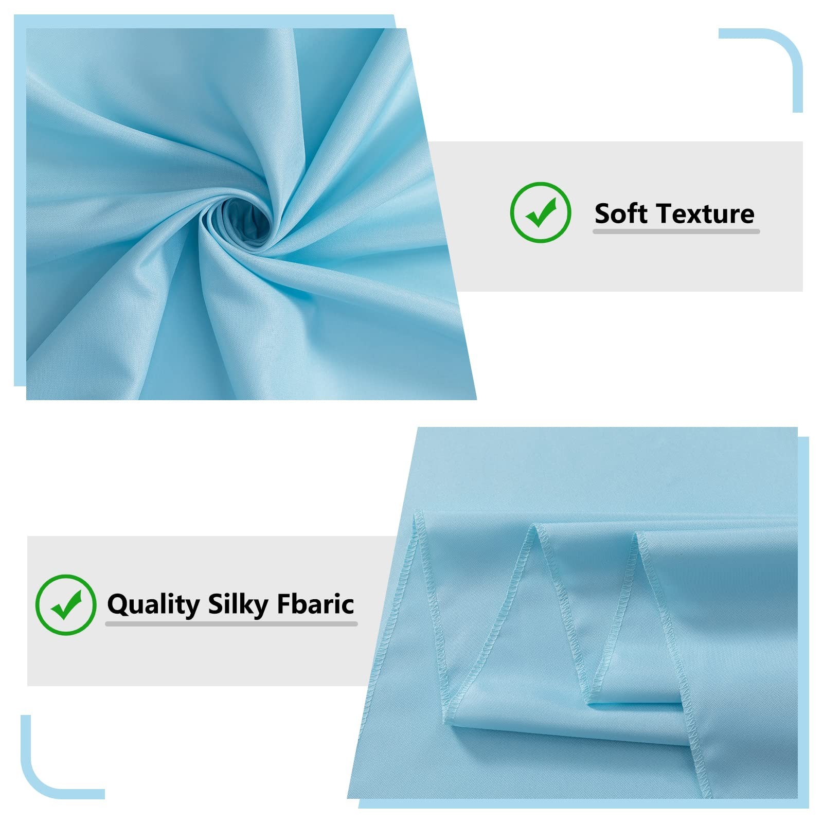 Light Blue Backdrop Curtains 2 Panels 5x10ft with Rod Pocket Sliding Drapes