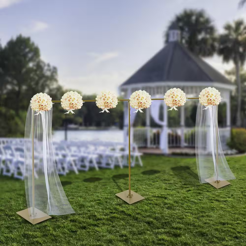 118.2 In. X 236.4 In. Heavy-Duty Wedding Backdrop Stand Kit with Metal Steel Bas