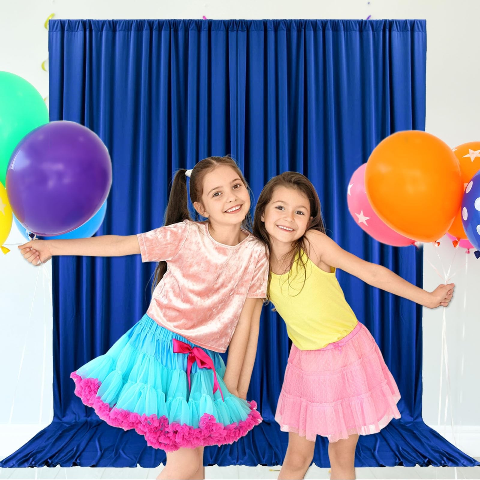 10ft x 7ft Blue Backdrop Curtains for Parties Fabric Satin Background Curtain…