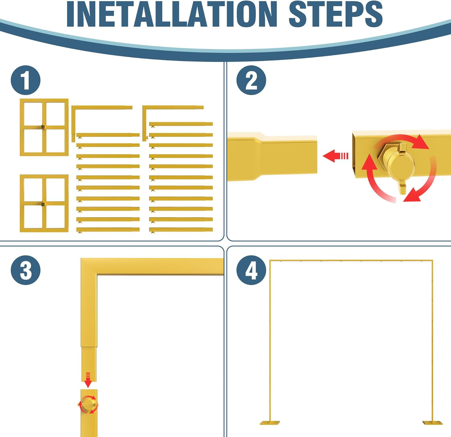 10X10 FT Backdrop Stand Heavy Duty Pipe and Drape Kit, Adjustable Gold Backdrop