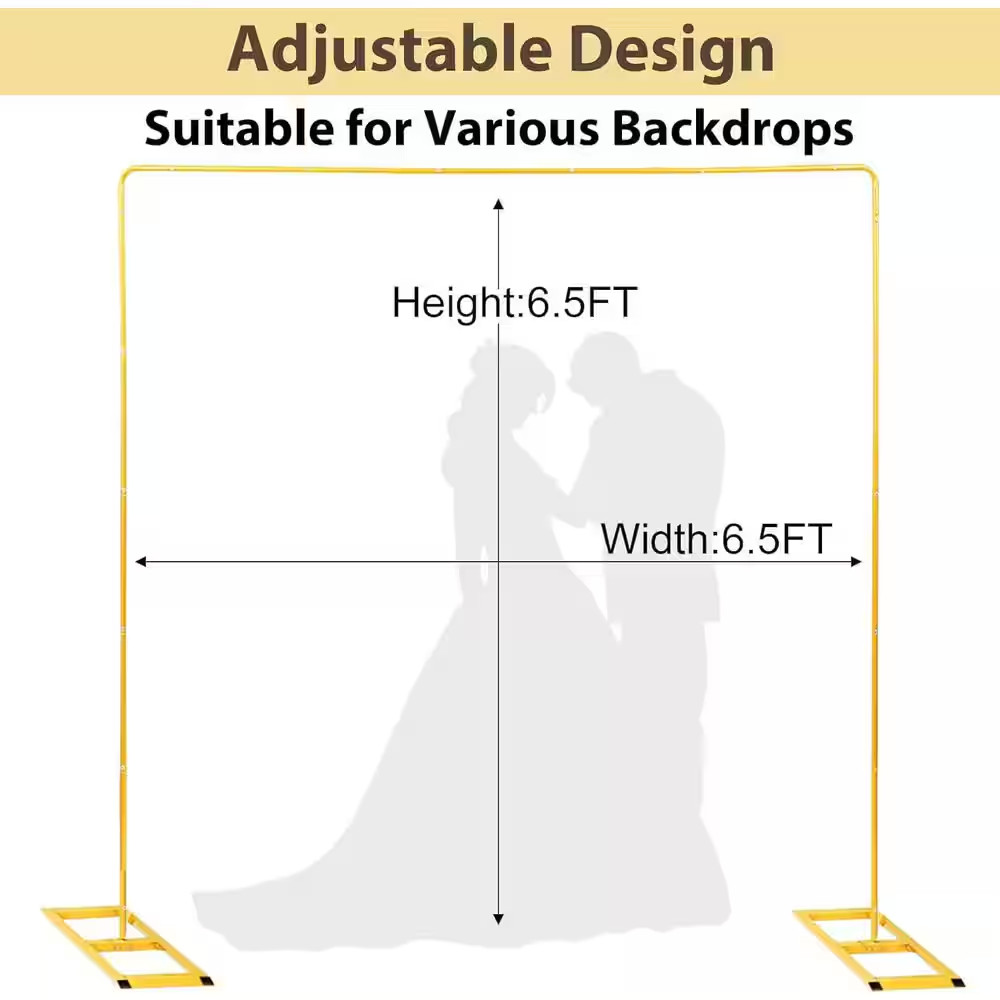 Square Metal Backdrop Stand 6.5 Ft. Adjustable Wedding Arch Rectangle Stand with