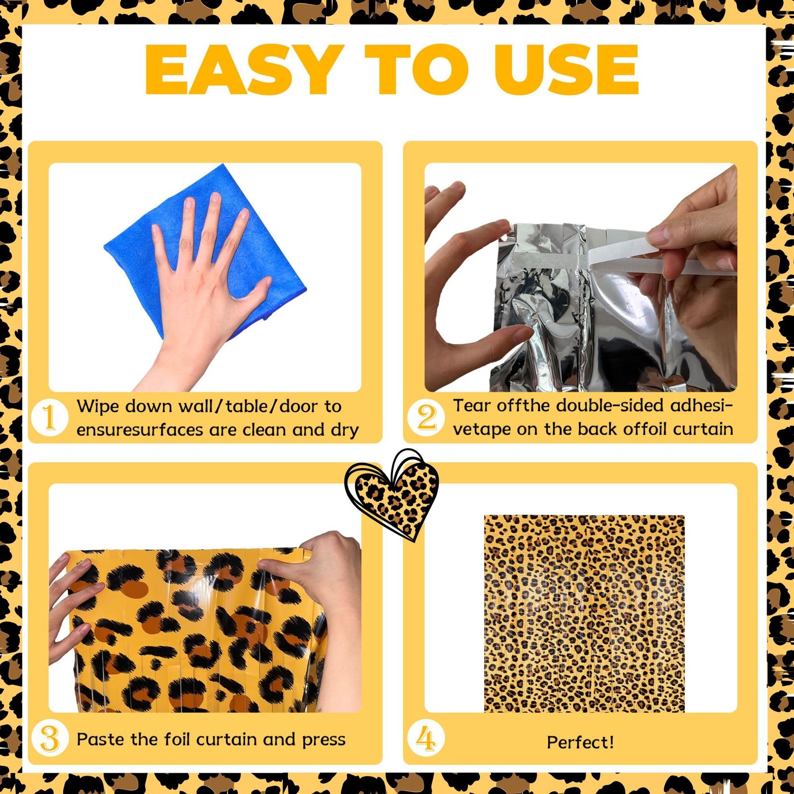 Vagilelf 2 Pack Cheetah Print 3.3ft x 6.6ft, Gold, Brown, Black, White