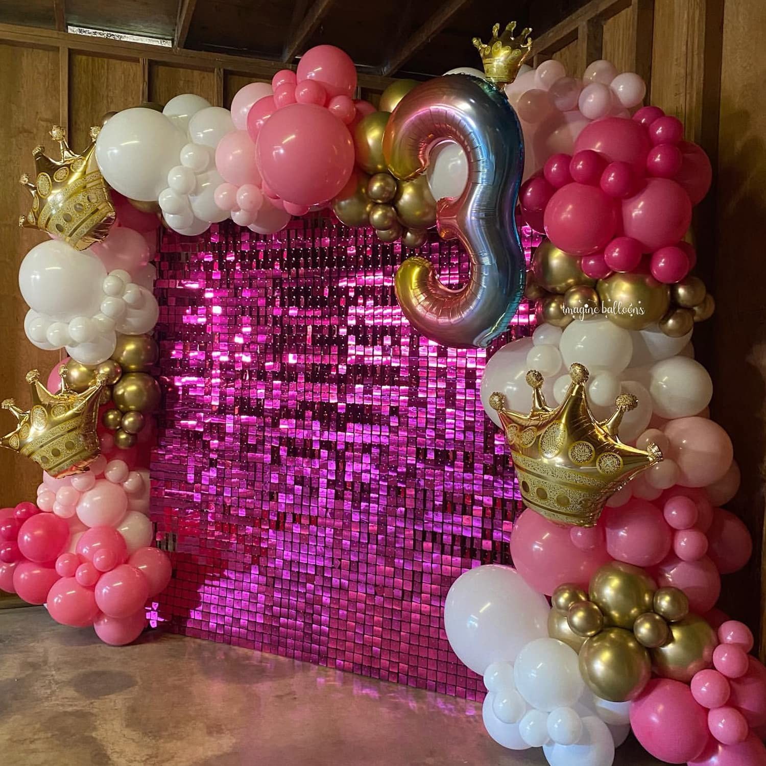 Hot Pink Shimmer Wall Backdrop, 24PCS Square Sequin Shimmer Backdrop Panel, P…
