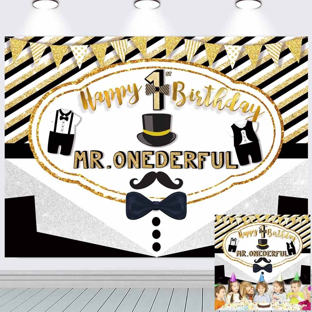 Mr Onederful Happy 1st Birthday Party Supplies Backdrop Banner 7x5Ft