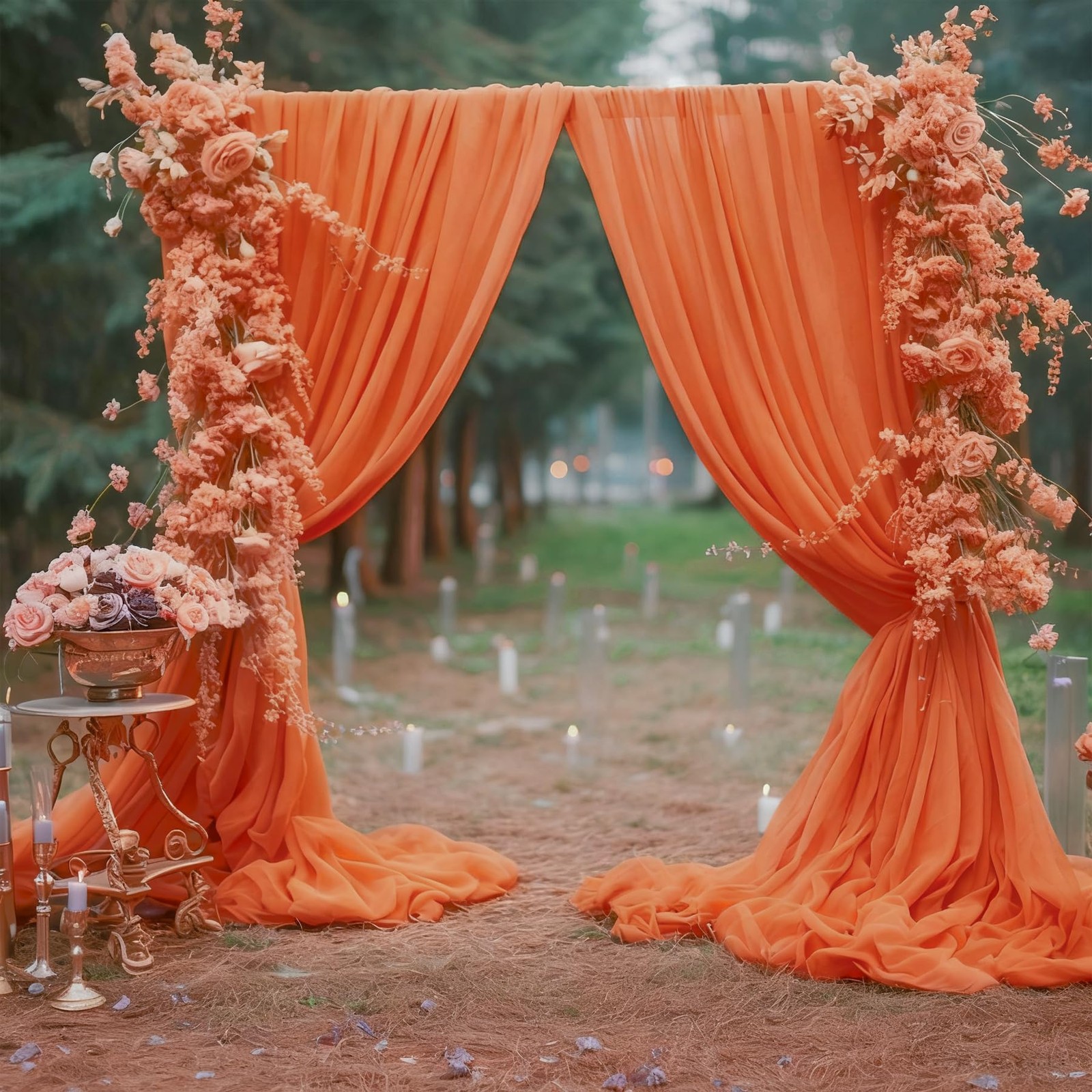 10x10ft Orange Backdrop Curtain Wrinkle-Free Sheer Chiffon Drapes 2 PCS