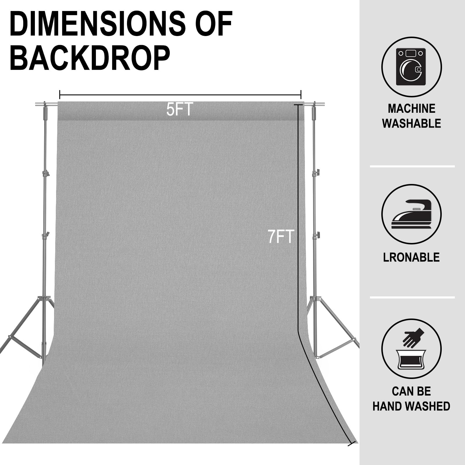 GFCC Grey Backdrop – 5FTX7FT Photo for Photoshoot 5ftx7ft, Gray