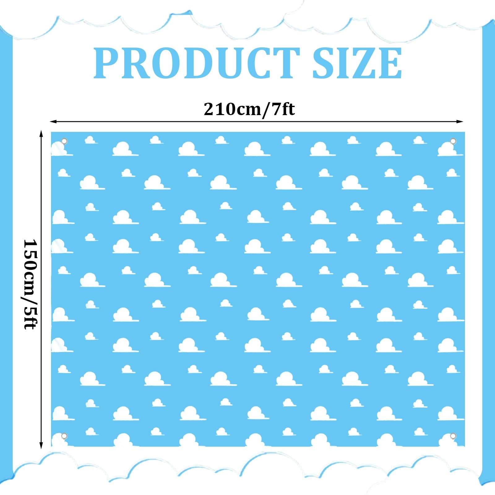 Cartoon Story Photo Booth Prop Decorations 7 x 5 Ft Blue Sky White Cloud Back…