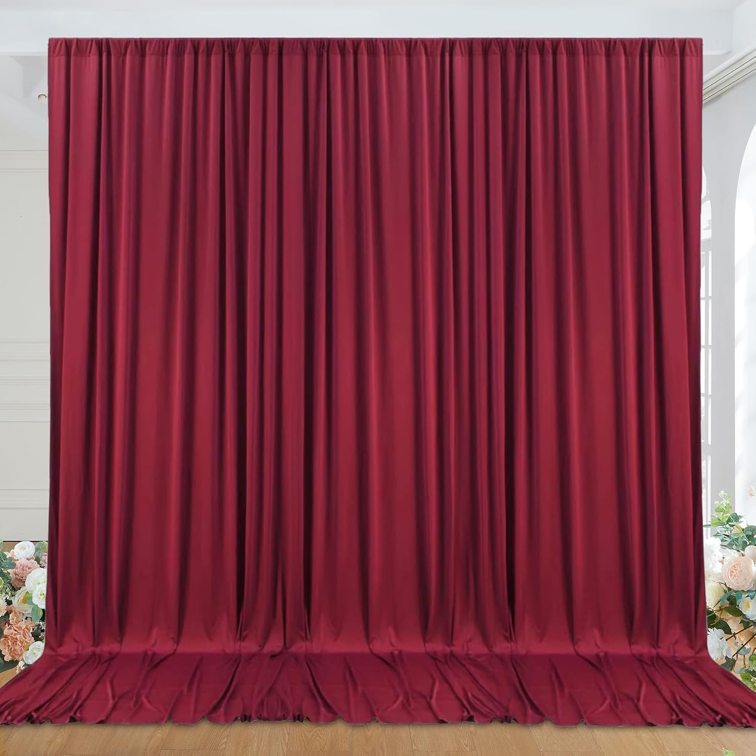 10ft x Wrinkle Free Maroon Backdrop Curtains for 10ftx10ft,