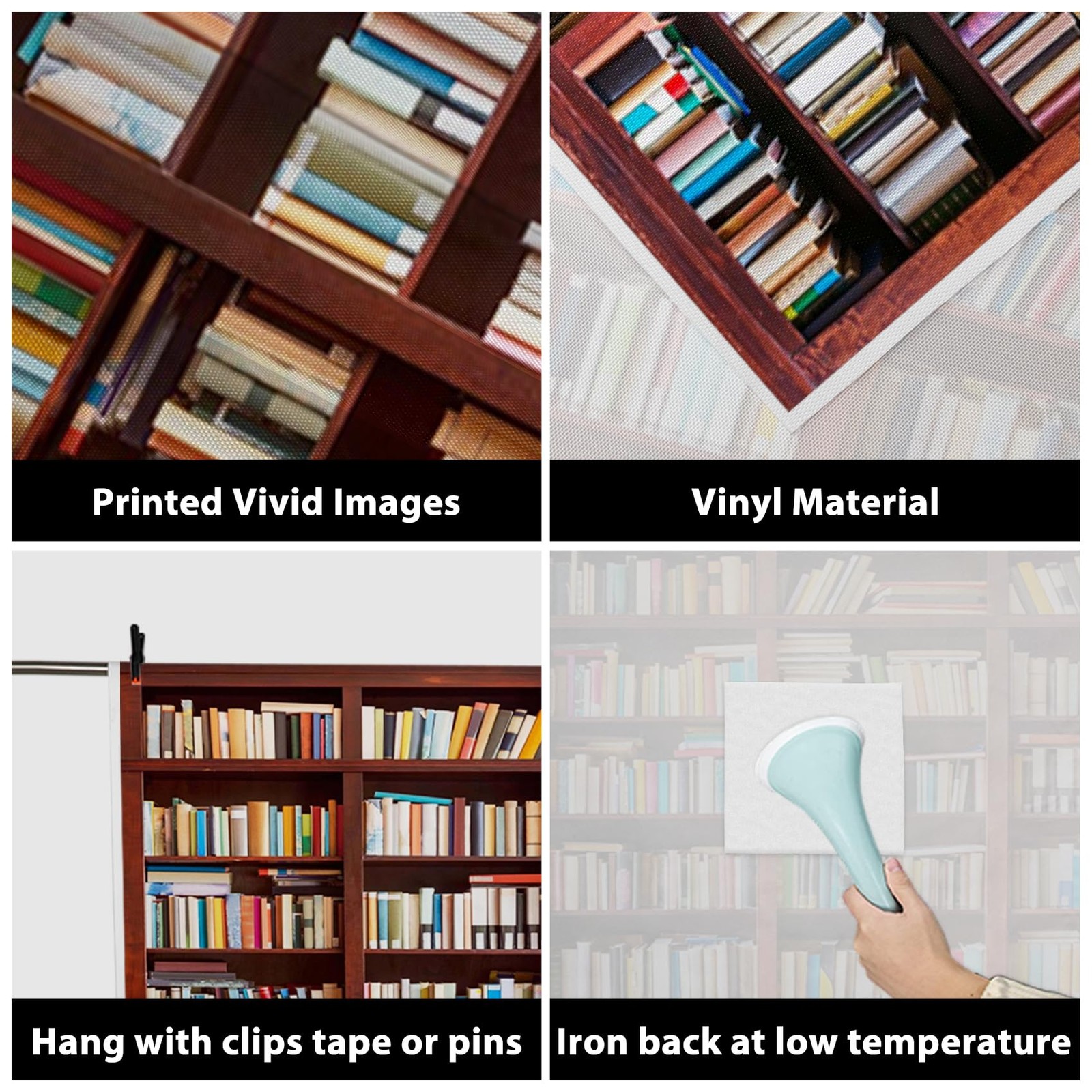 3x5ft Bookshelf Background Bookcase Photography Backdrop for Video Recording