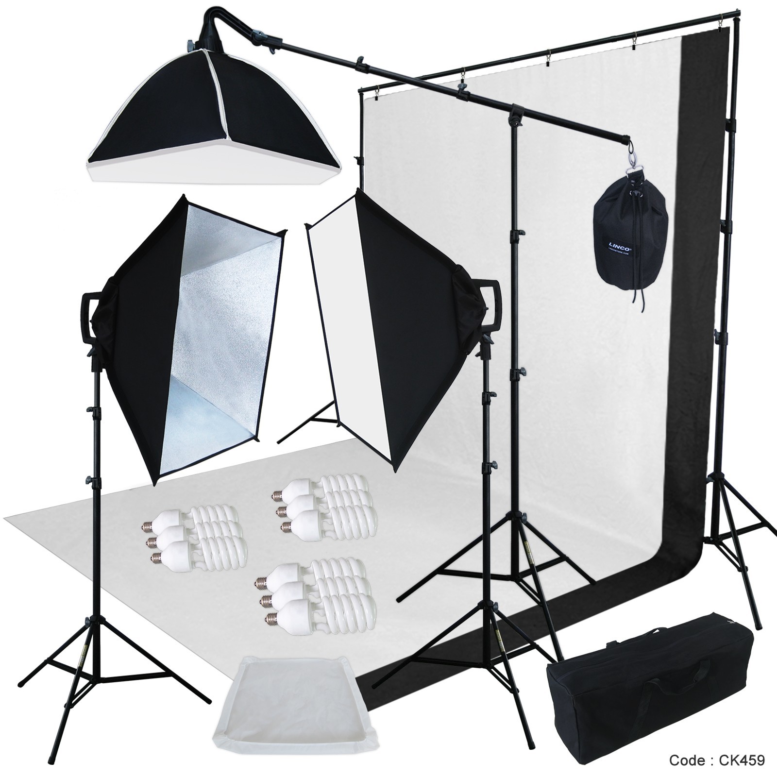 9×13 BW Backdrop Support Stand Photography Studio Video Softbox Lighting 3Kit