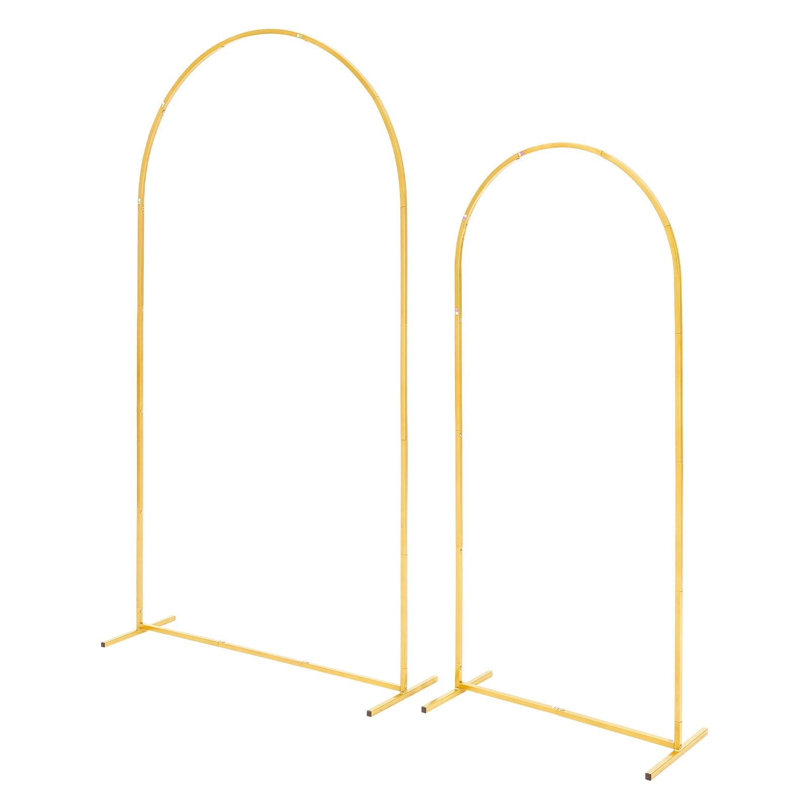 Dual Gold Arch Backdrop Frames: 7.2 x 4ft + 6 x 2.6ft, Steel, Easy Setup