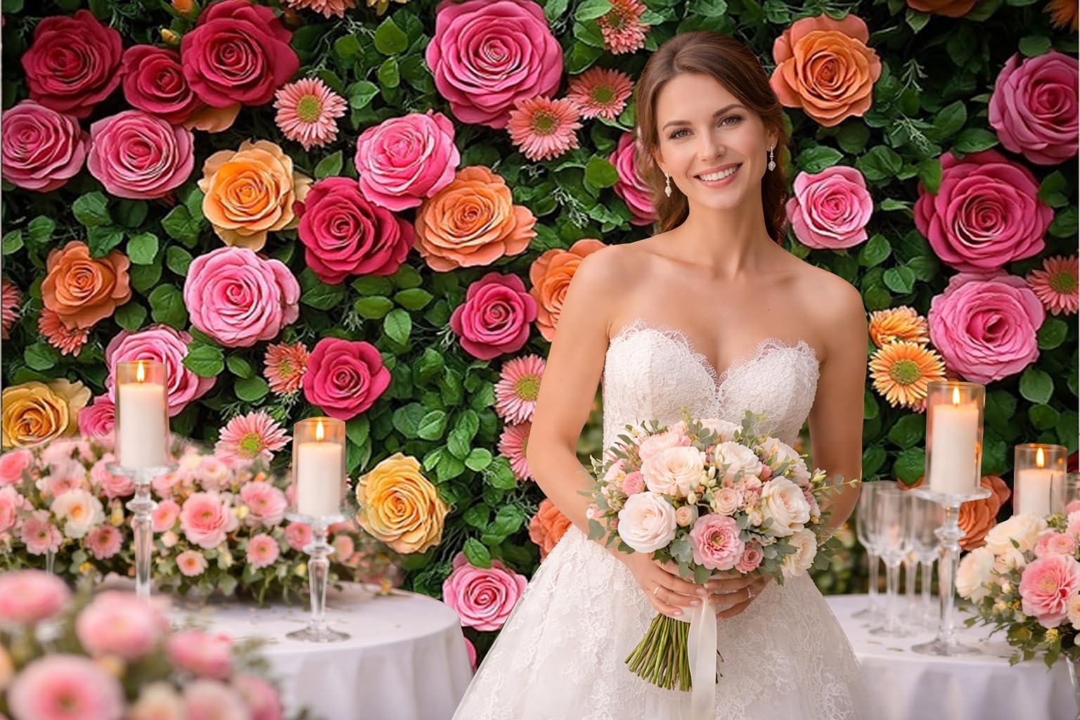 7x5ft Floral Photography Backdrop Spring Flower Wedding Prop 049