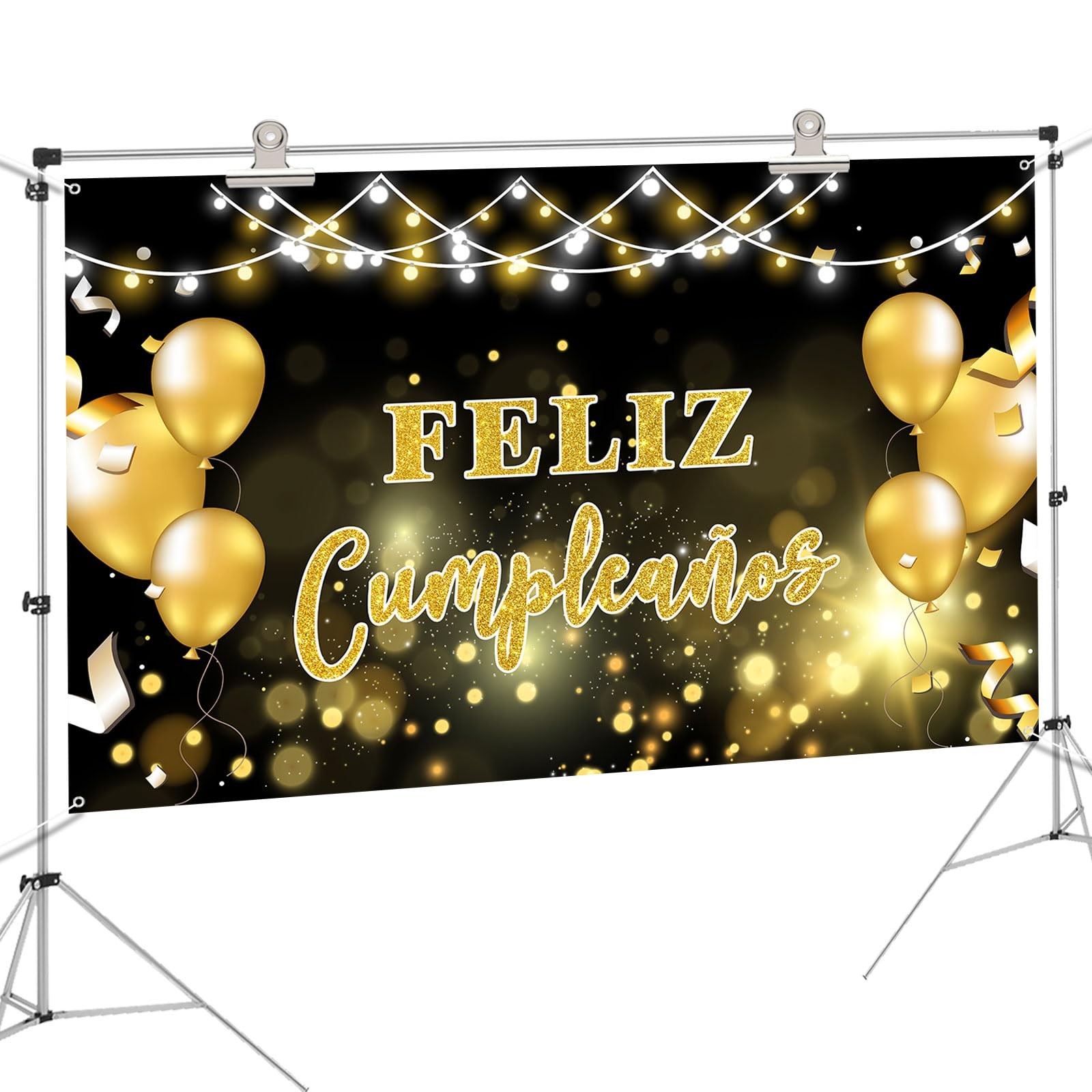 Feliz Cumpleaños Backdrop, Spanish Happy Birthday Photo 6ft x 4ft, colorful
