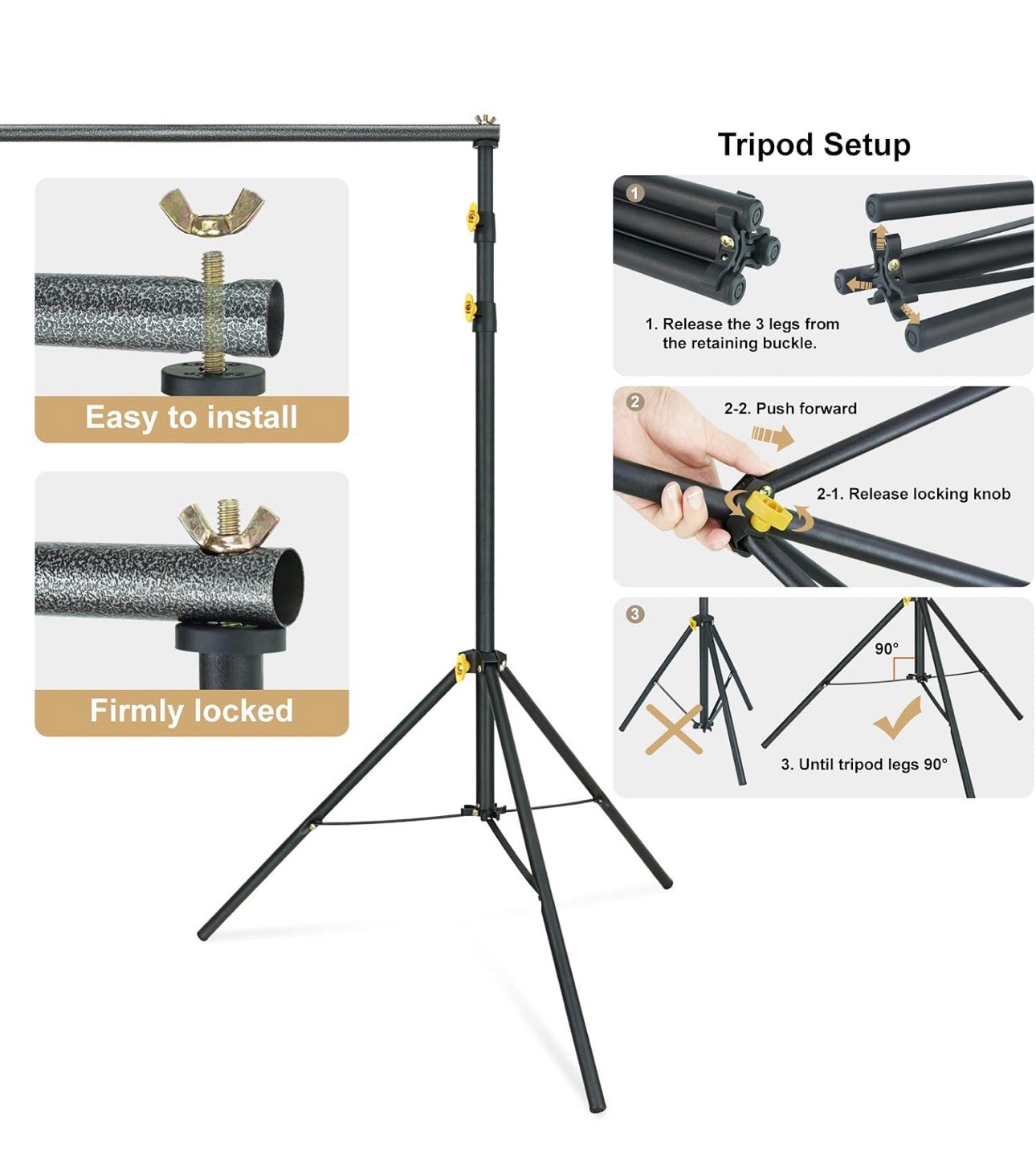 LINCO Lincostore Backdrop Support Stand Kit 10×6.5ft Adjustable Photography 4171