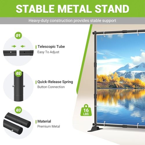 10 x 8 Ft Heavy Duty Backdrop Banner Stand, Adjustable Photo Background