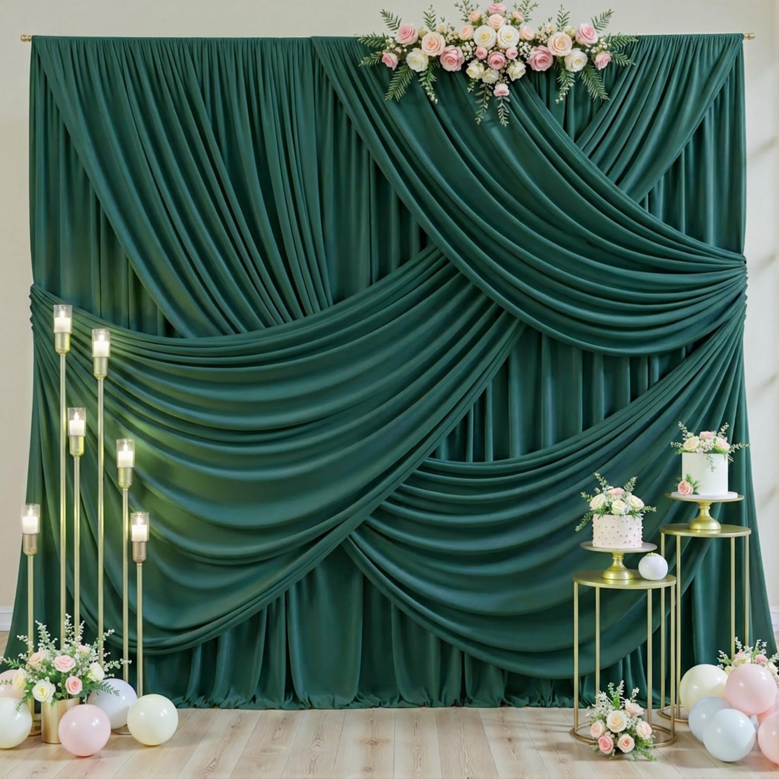 50ft x 10ft Wrinkle Free Hunter Green 5′(W) x 10′(H), 10 panels,