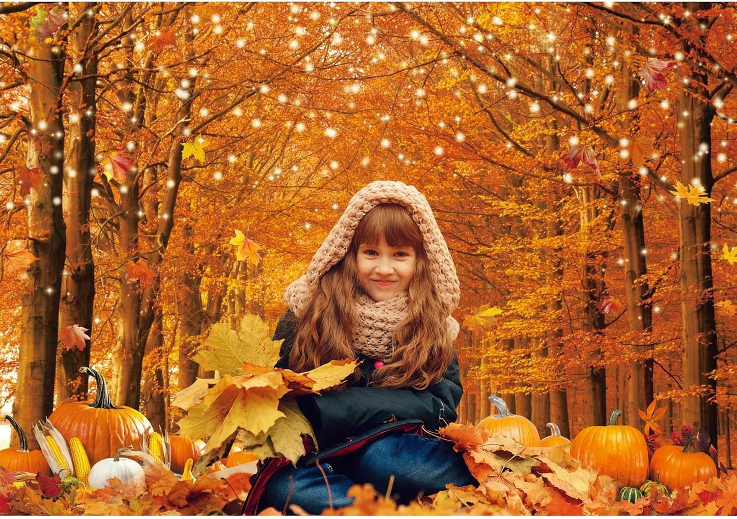 7x5FT Polyester Fall Autumn Photo Backdrop for Photography 7x5ft, orange