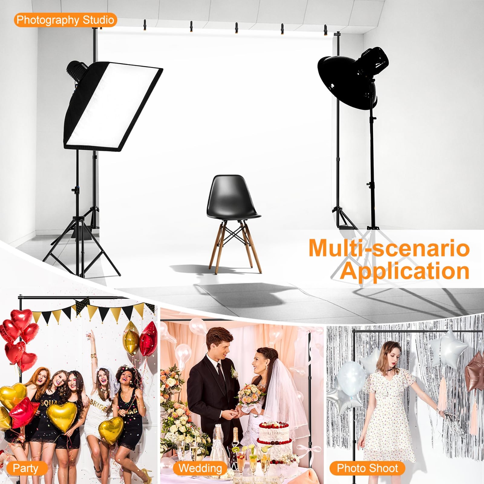 Backdrop Stand, Photo Video Studio 10 x 10FT Adjustable Backdrop Stand, Backg…