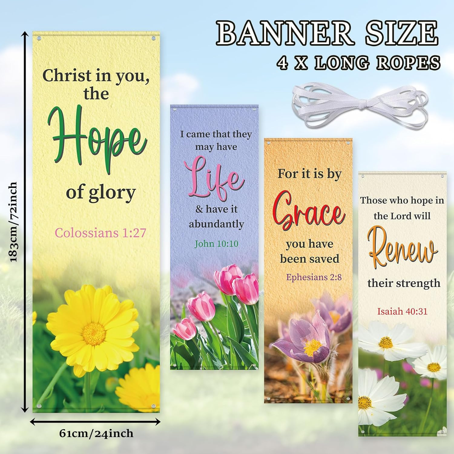 4-Piece Inspirational Church Banners with Scripture for Sanctuary Decor