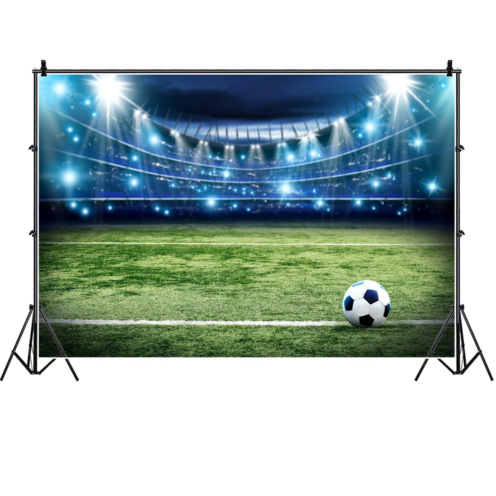 Soccer Stadium Backdrop 7x5FT Football Field Stadium Lights Photography Backg…