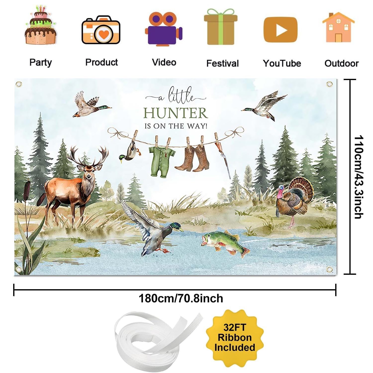 Duck Hunting Baby Shower Banner Mallard Duck Hunter Clothes Baby Shower Photo…