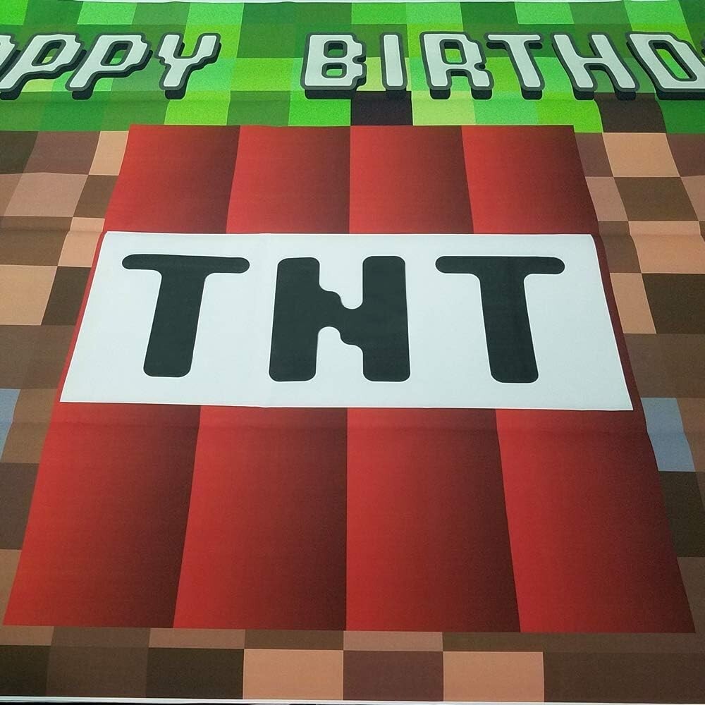 HUAYI 7x5ft TNT Pixel Backdrop for Birthday Game Themed Party Background Photo B