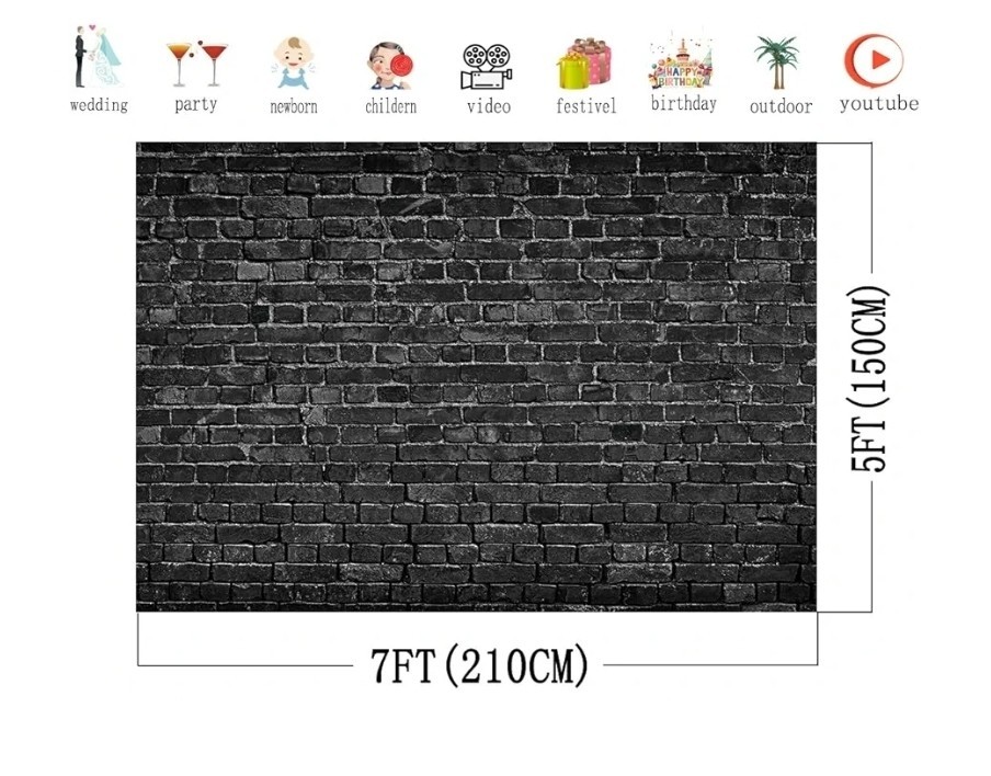 AIIKES 7x5ft Black Brick Wall Photography Backdrop Brick Backdrop Vintage… 284