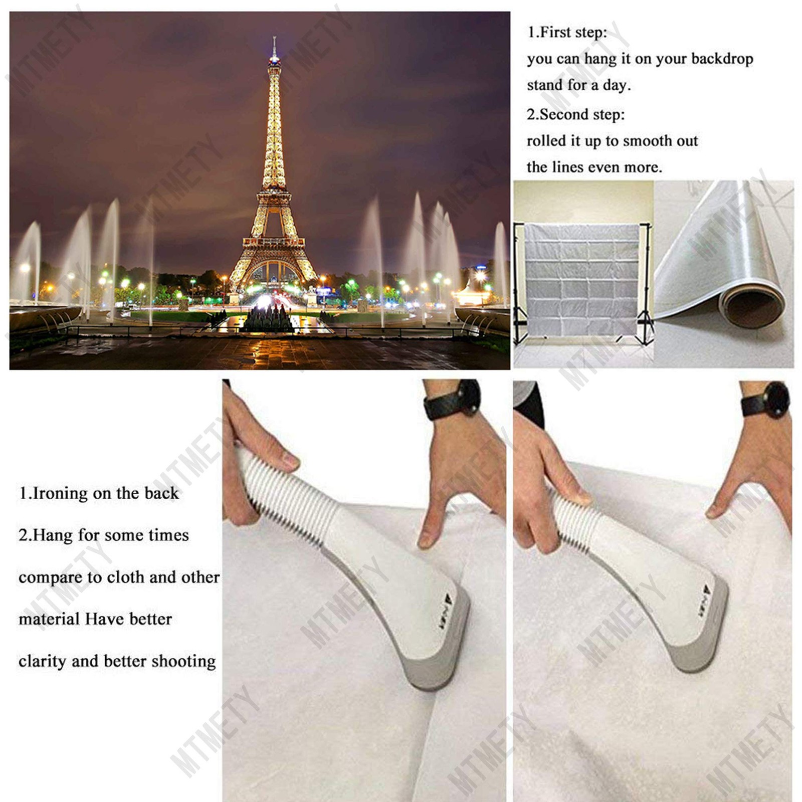 Paris Eiffel Tower Square Photo Props Backdrop for Romantic Love Theme Party 10x